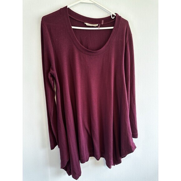 Soft Surroundings Womens Top Size Large Burgundy Long Sleeve - Picture 3 of 11